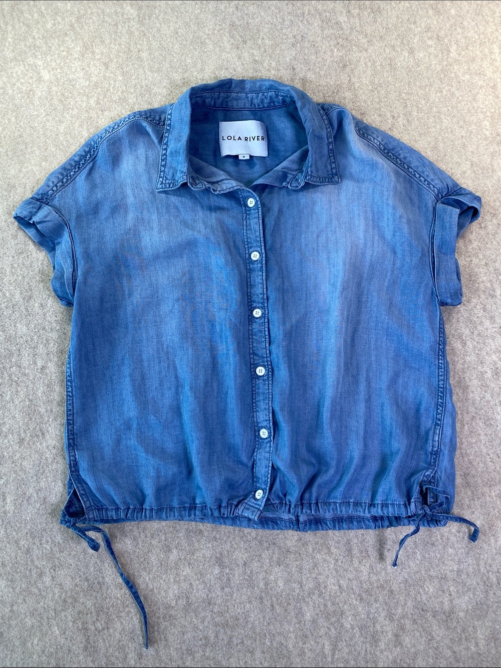 Lola River 100% TENCEL Lyocell‎ Chambray Button Front Top Size Small